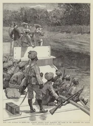 Mit Lord Dufferin in Burma, die Vorhut des Vizekönigs durchsucht die Ufer des Irrawaddy nach Dacoits